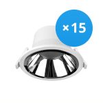 Fordelspakke 15x Noxion LED Downlight Apollo 20W 2300lm 60D - 830 Varm Hvid | 220mm - Udsnit 200mm - Alu Reflektor - UGR <19