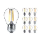 Fordelspakke 10x Philips Corepro LED Lustre E27 Kugle filament klar 4.3W 470lm - 827 ekstra varm hvid | erstatter 40W