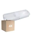 Fordelspakke 4x Noxion LED Nød Indgangsarmatur | Wall/Loftmonteret | 8.5W 500lm - 865 Dagslys | 20m Visningsafstand - Nødlys 3 Timer - IP65 - Inkl. 4 Retninger