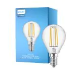 Philips Corepro LED Lustre E14 Kugle filament klar 4.3W 470lm - 827 ekstra varm hvid | erstatter 40W